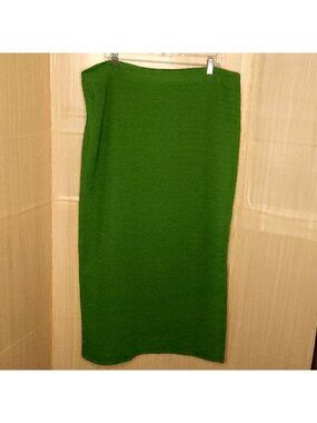 Bold Elements Womens Plus Green Textured Elastic Waist Maxi Skirt 1X